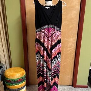 Studio One Black and Pink Geometric Maxi Dress